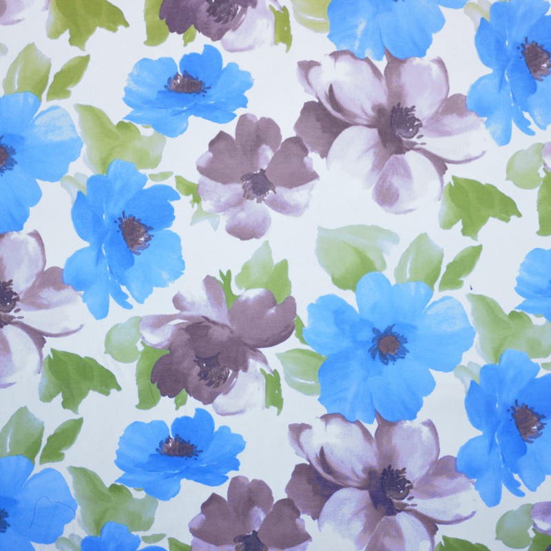 Bedrucktes Segeltuch Große Blume Blau - Ribes y Casals