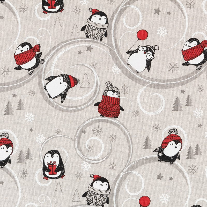 Rustikale Pinguin-Weihnachts-Leinwand - Ribes y Casals