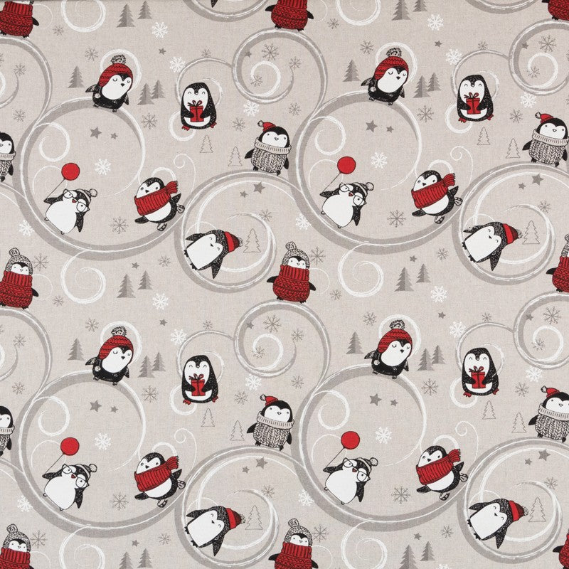 Rustikale Pinguin-Weihnachts-Leinwand - Ribes y Casals