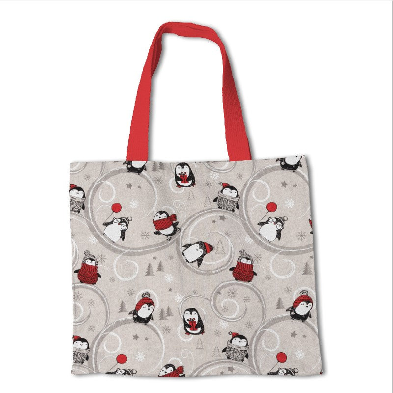 Rustikale Pinguin-Weihnachts-Leinwand - Ribes y Casals