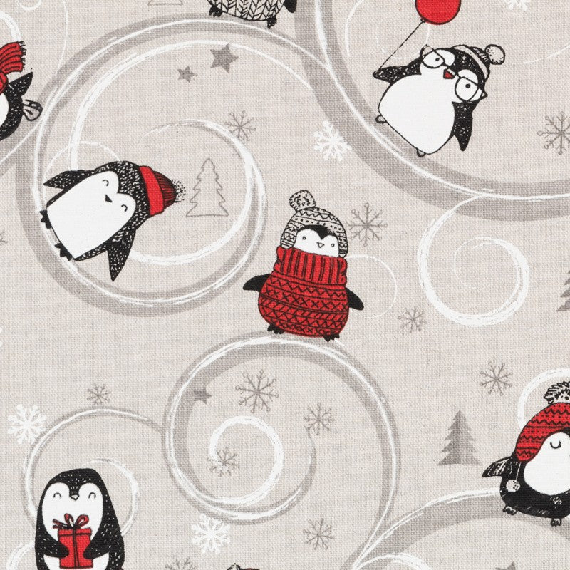 Rustikale Pinguin-Weihnachts-Leinwand - Ribes y Casals