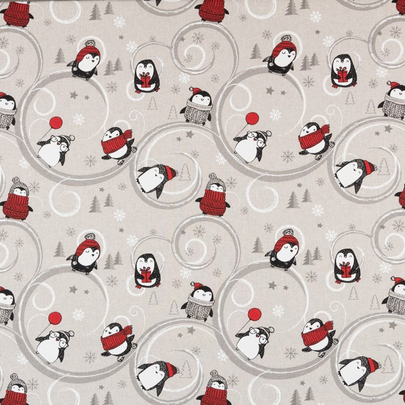 Rustikale Pinguin-Weihnachts-Leinwand - Ribes y Casals