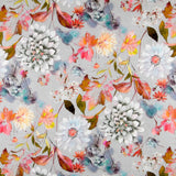 Panama Segeltuch Floral Grau - Ribes y Casals