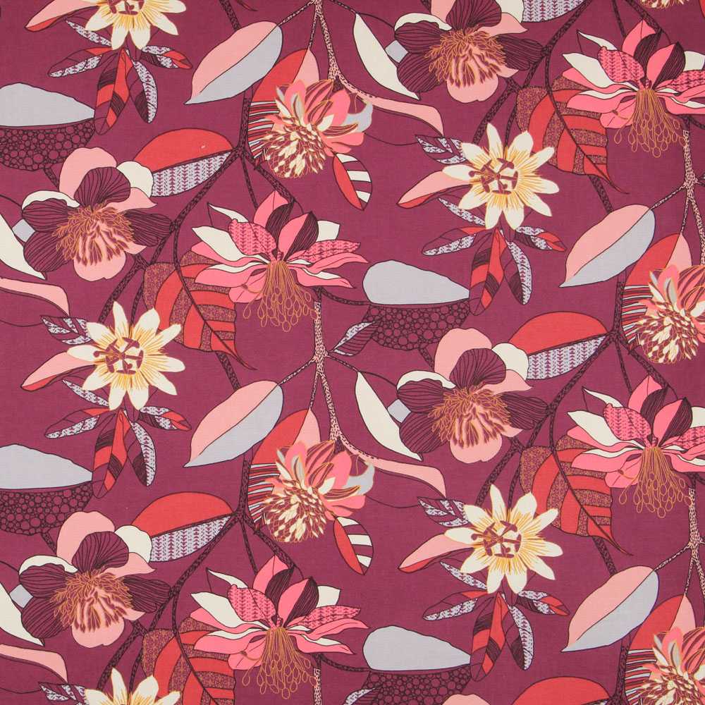 Panama Segeltuch Hibiskus Lila - Ribes y Casals