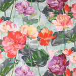 Panama Canvas Türkis Blumen - Ribes y Casals