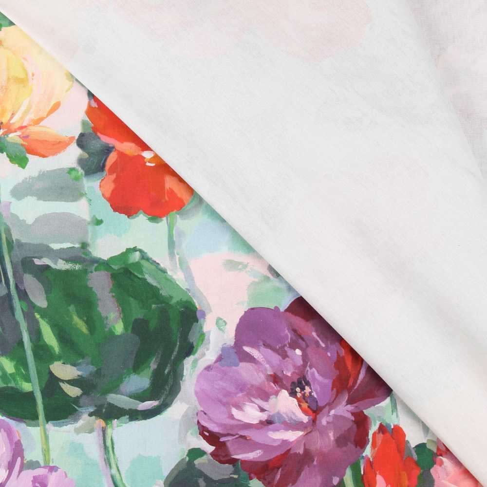 Panama Canvas Türkis Blumen - Ribes y Casals