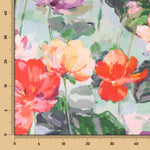 Panama Canvas Türkis Blumen - Ribes y Casals
