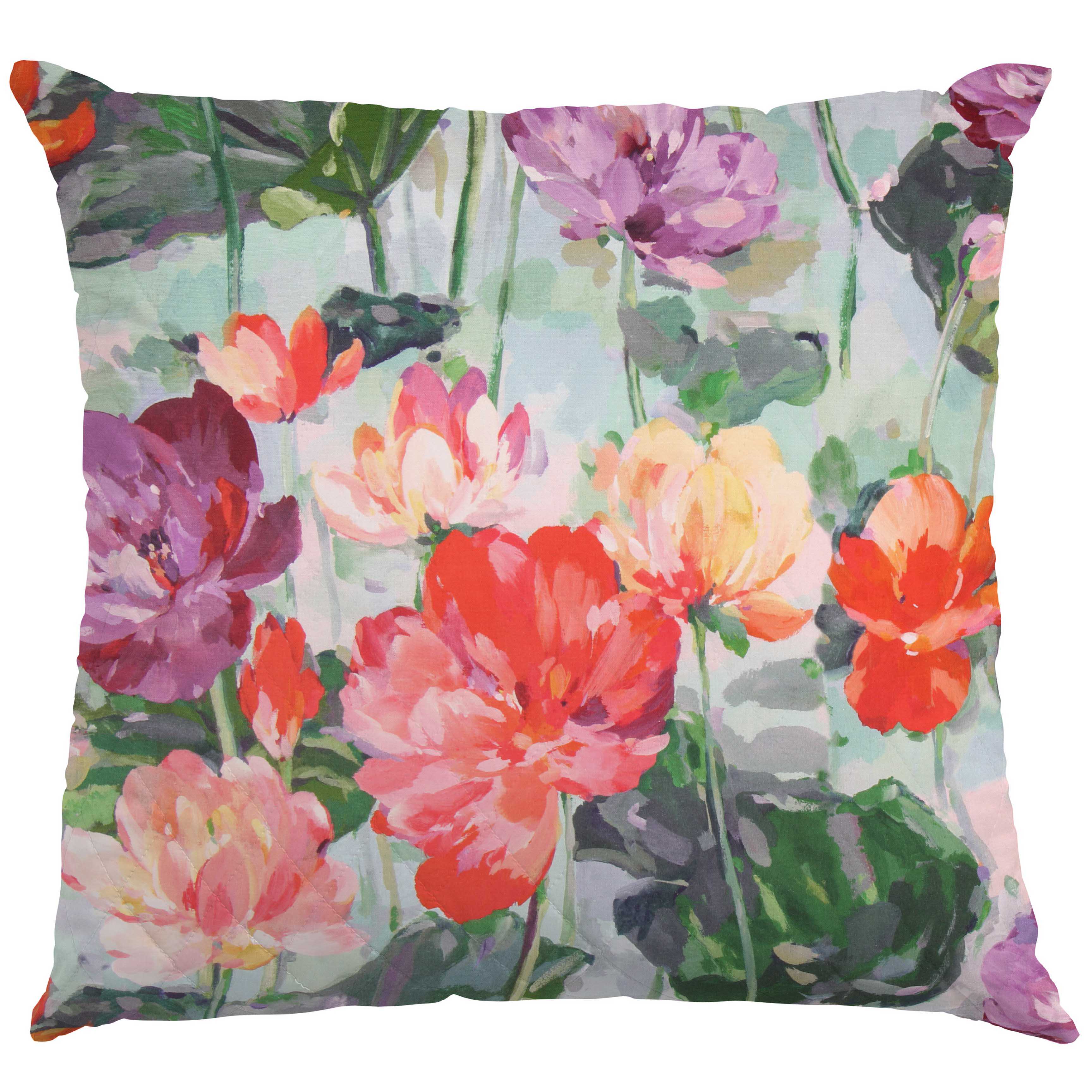 Panama Canvas Türkis Blumen - Ribes y Casals