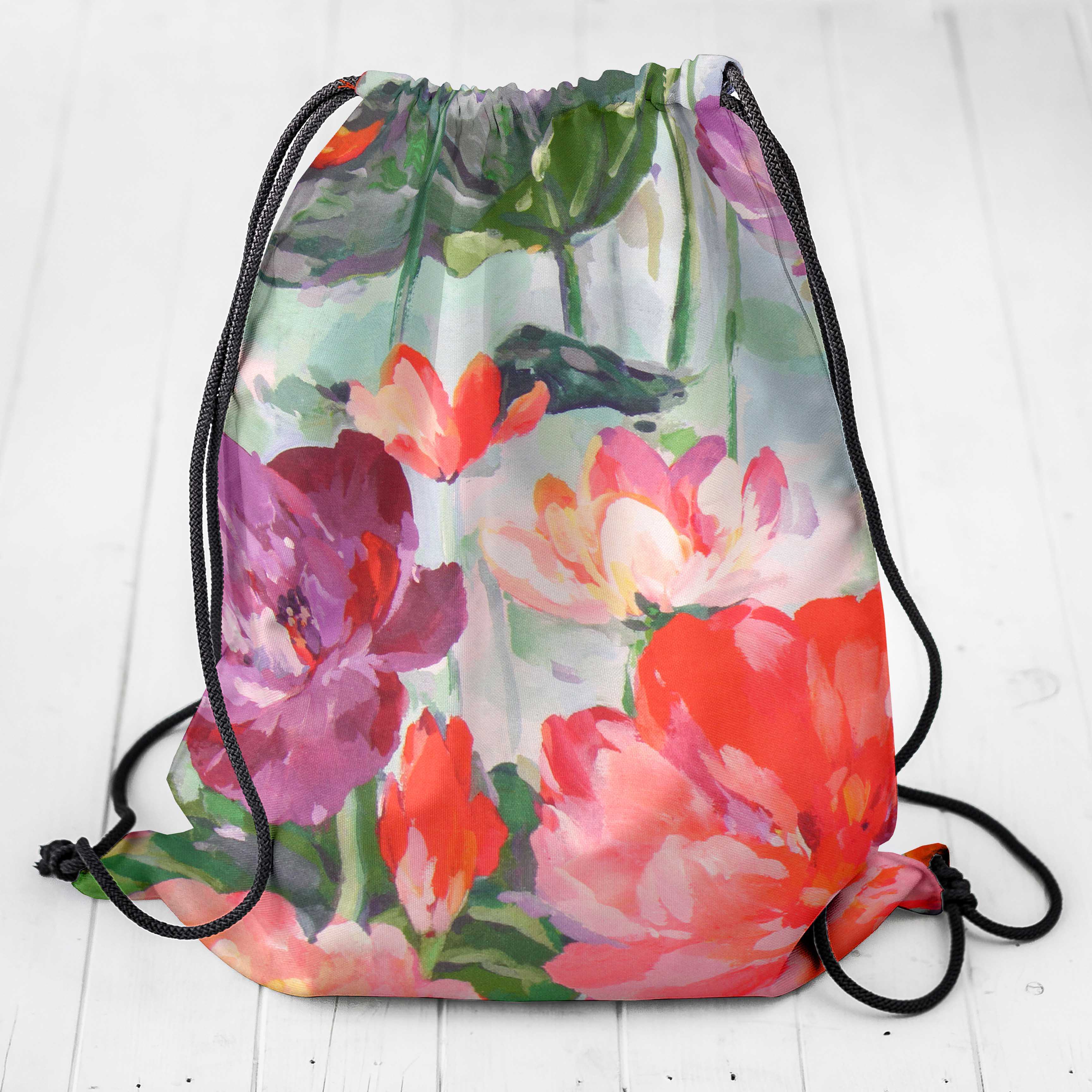 Panama Canvas Türkis Blumen - Ribes y Casals