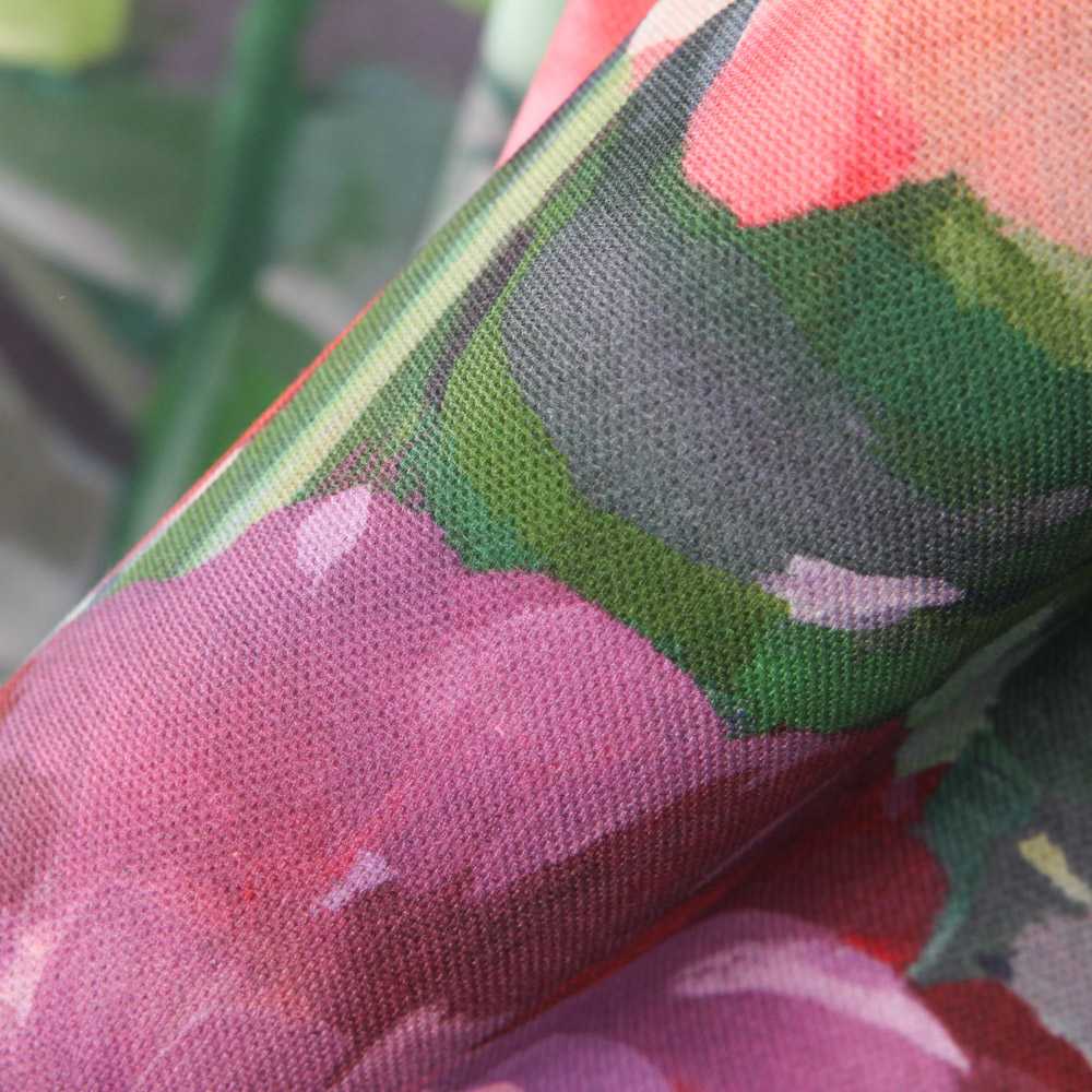 Panama Canvas Türkis Blumen - Ribes y Casals