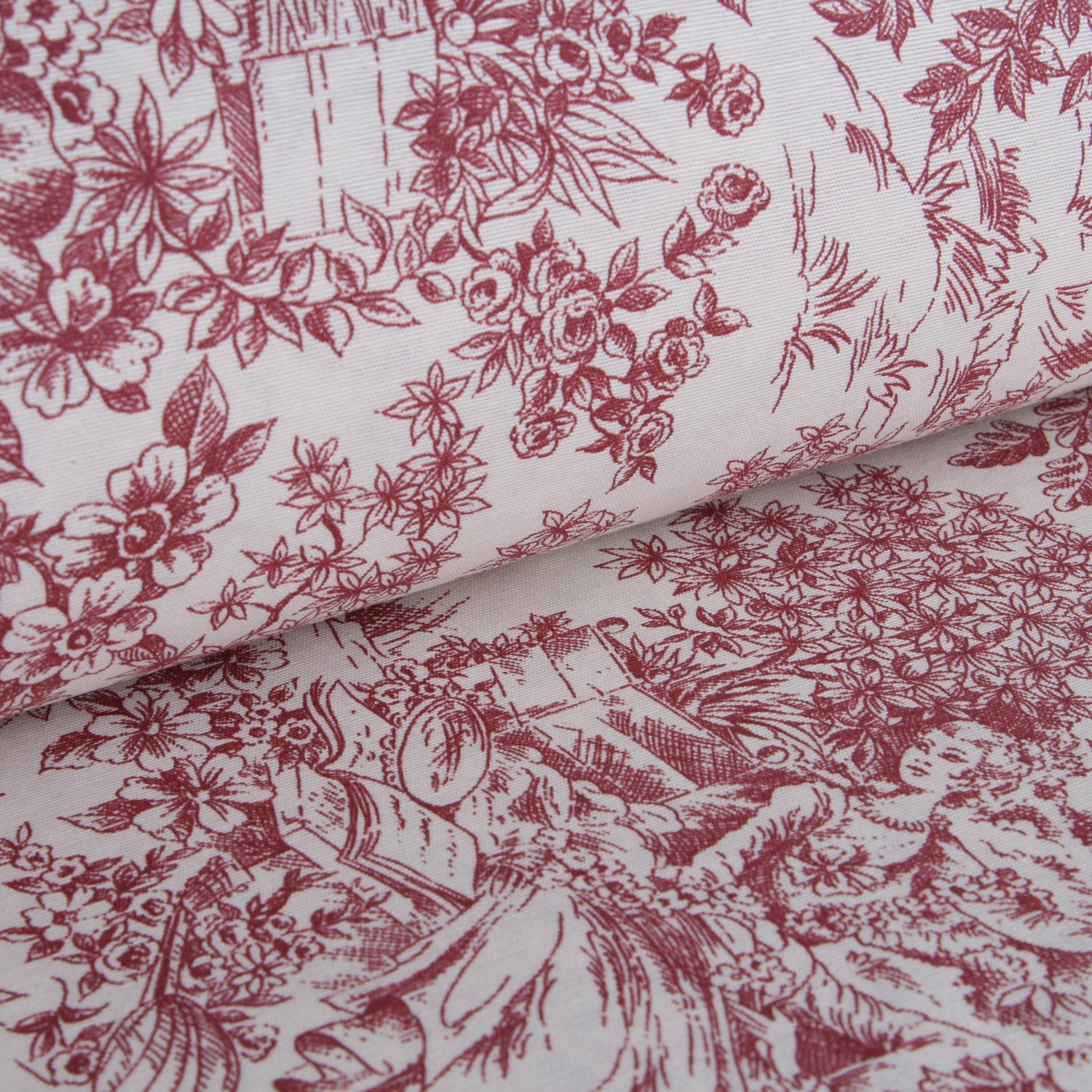 Segeltuch Toile de Jouy Rot - Ribes y Casals
