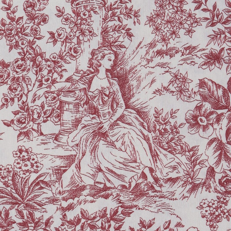 Segeltuch Toile de Jouy Rot - Ribes y Casals
