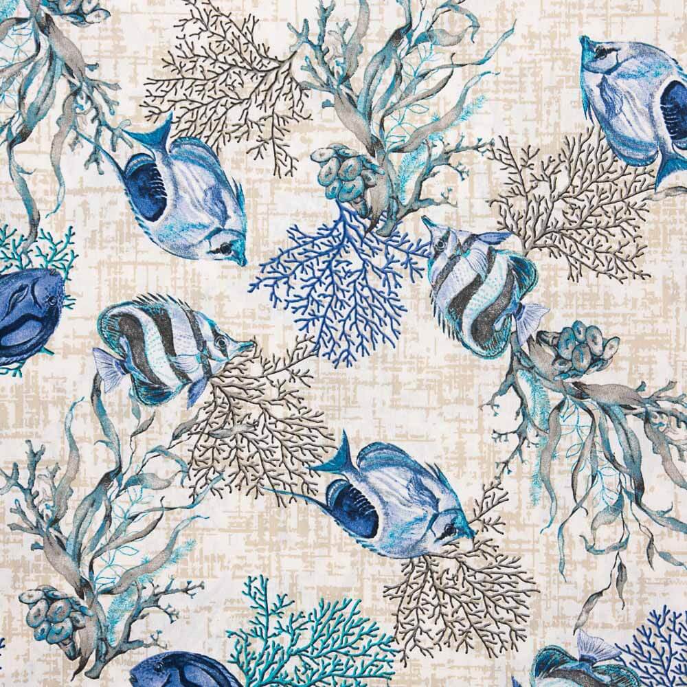 Blaue Koralle bedrucktes Segeltuch - Ribes y Casals