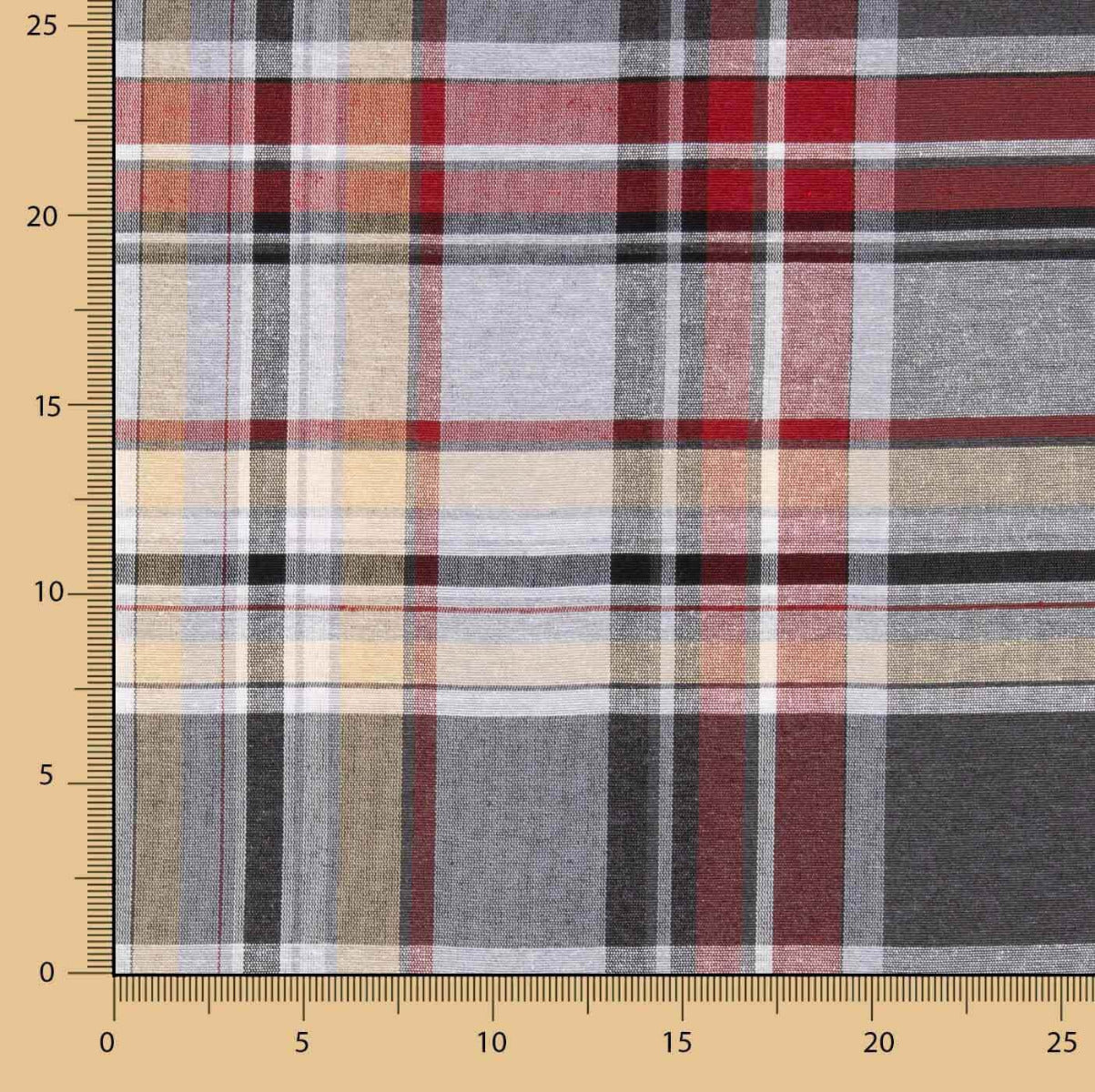 Canvas Plaid Windowpane Grau - Grena - Ribes y Casals