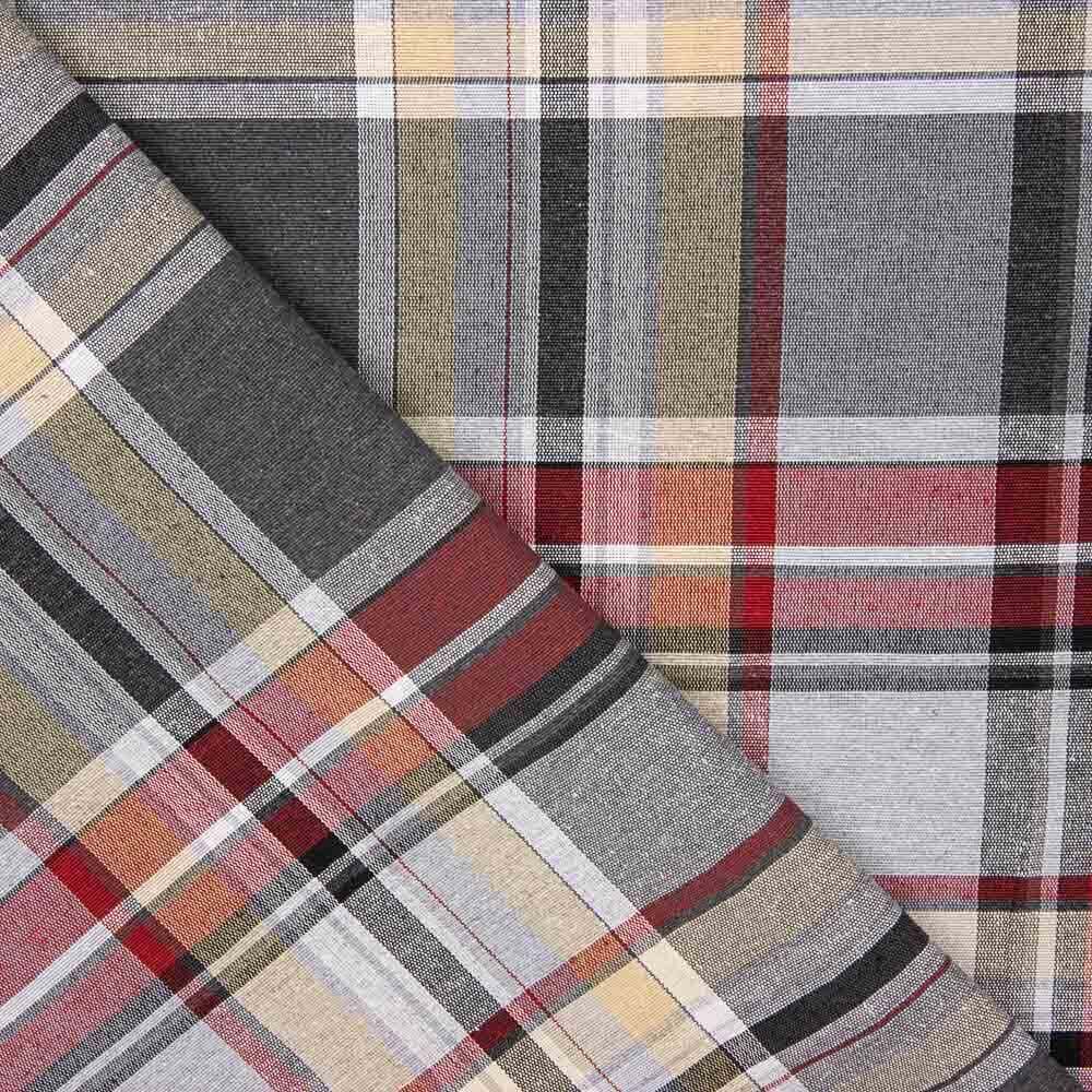 Canvas Plaid Windowpane Grau - Grena - Ribes y Casals