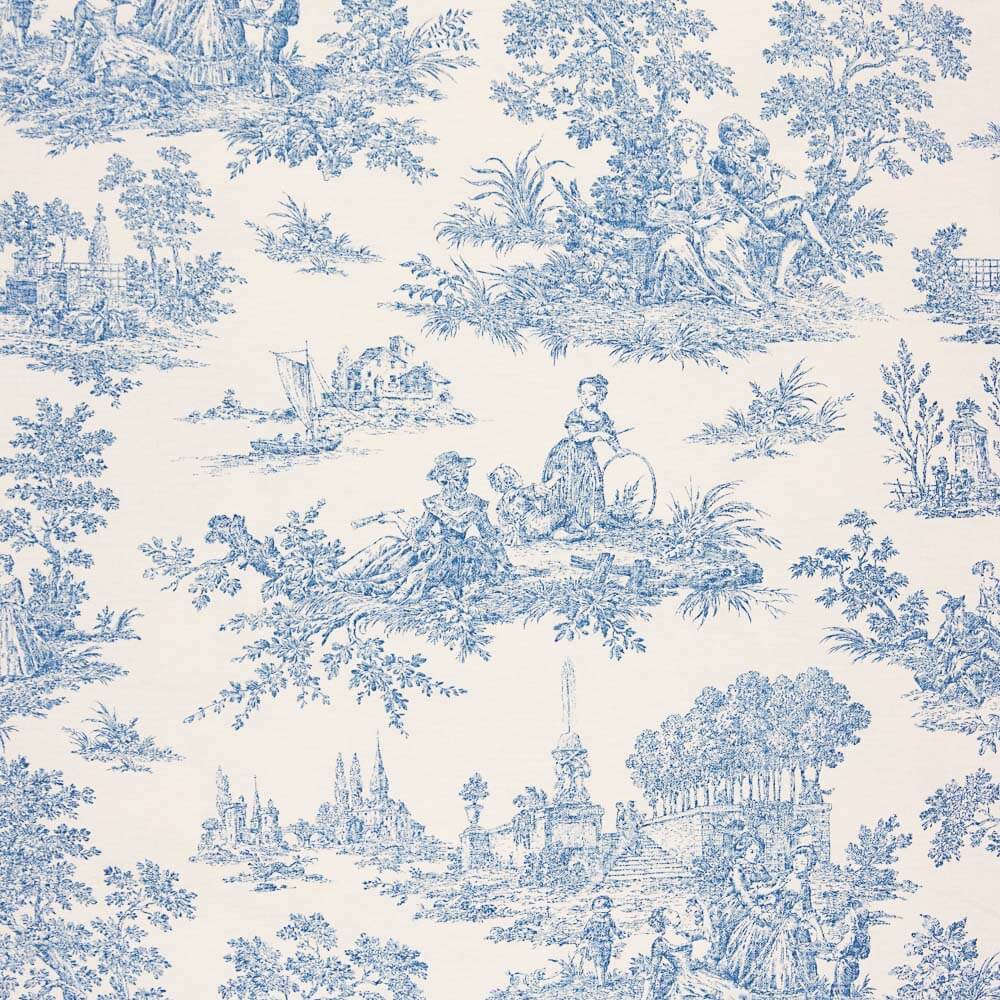 Bedrucktes Segeltuch Baumwolle Toile De Jouy Blau - Ribes y Casals
