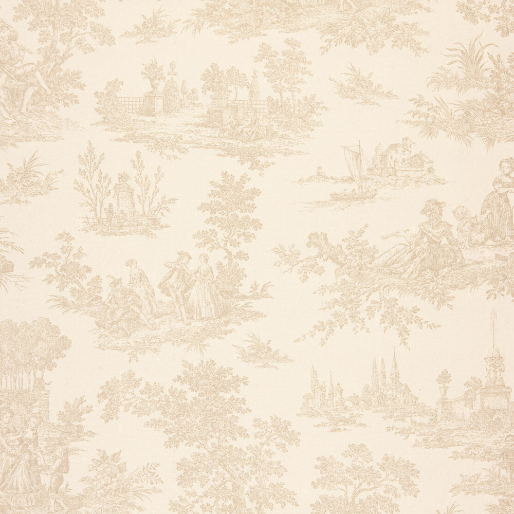 Bedrucktes Segeltuch Baumwolle Toile De Jouy Beige - Ribes y Casals