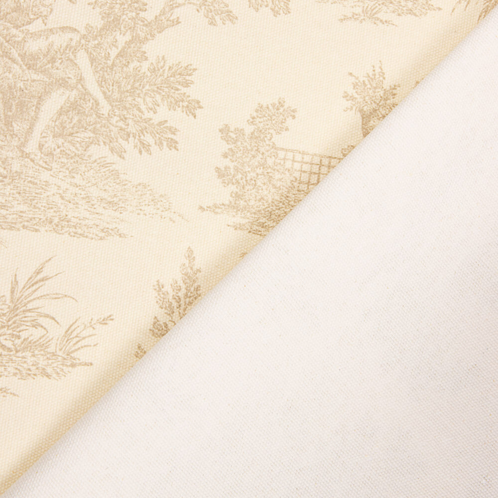 Bedrucktes Segeltuch Baumwolle Toile De Jouy Beige - Ribes y Casals
