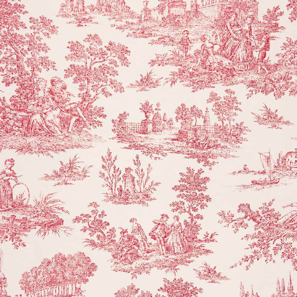 Bedrucktes Segeltuch Baumwolle Toile De Jouy Rot - Ribes y Casals