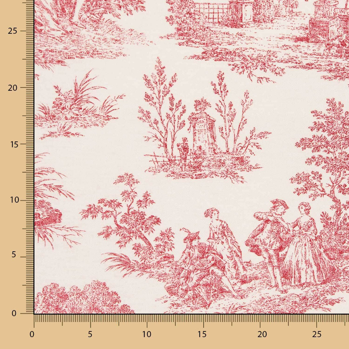 Bedrucktes Segeltuch Baumwolle Toile De Jouy Rot - Ribes y Casals