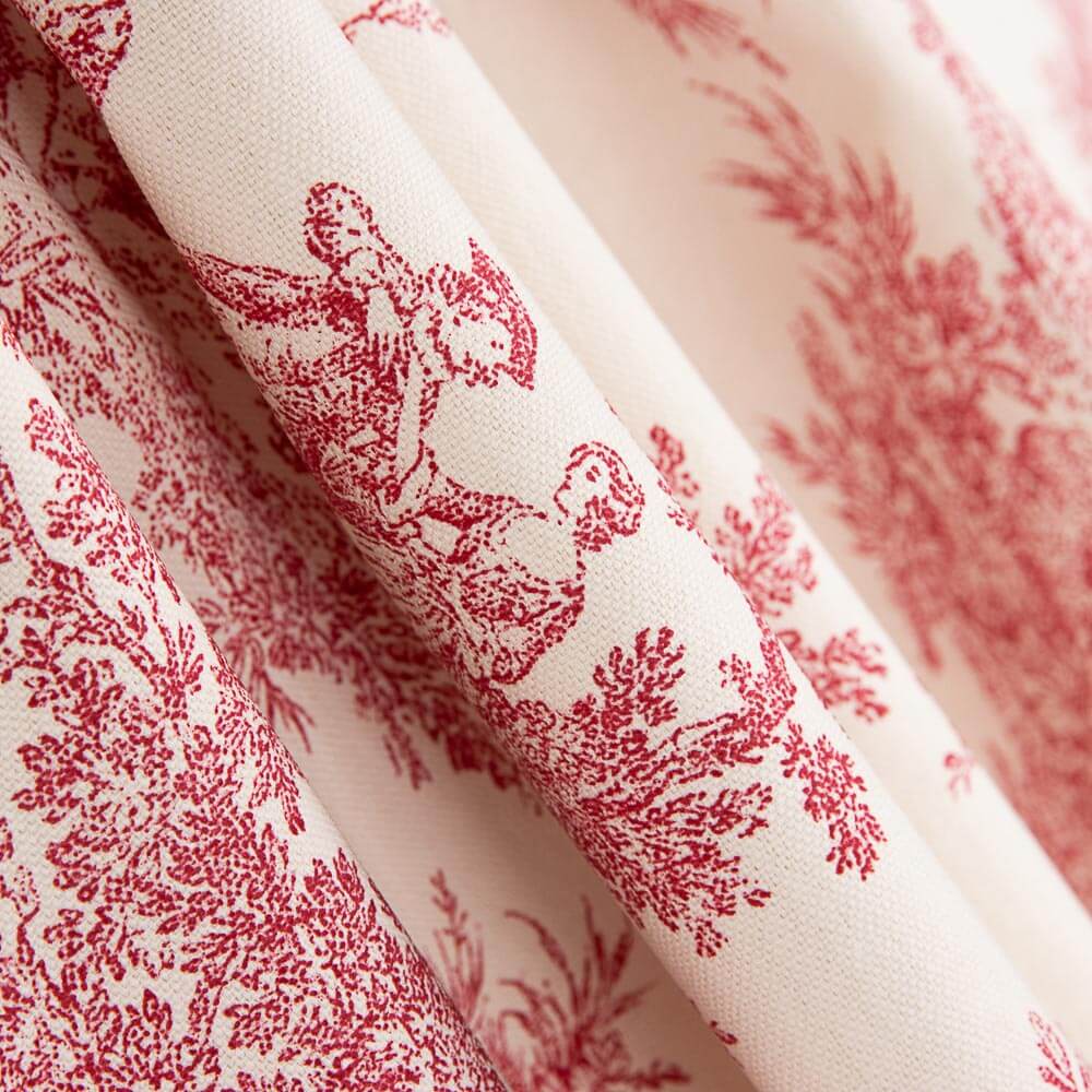 Bedrucktes Segeltuch Baumwolle Toile De Jouy Rot - Ribes y Casals