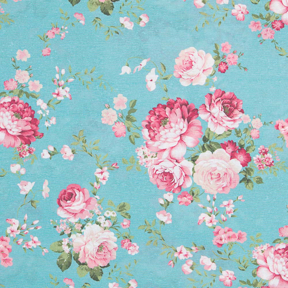 Türkisfarbene Vintage-Blumen-Leinwand - Ribes y Casals