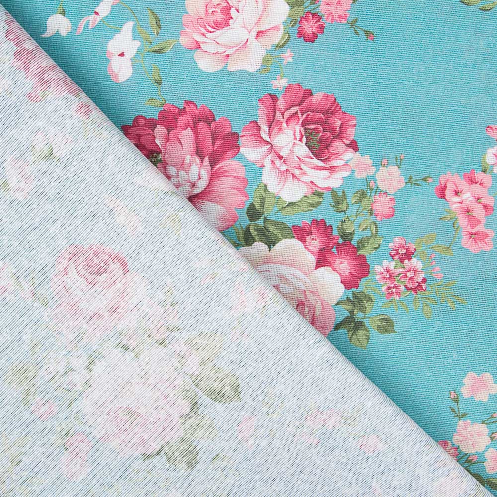 Türkisfarbene Vintage-Blumen-Leinwand - Ribes y Casals