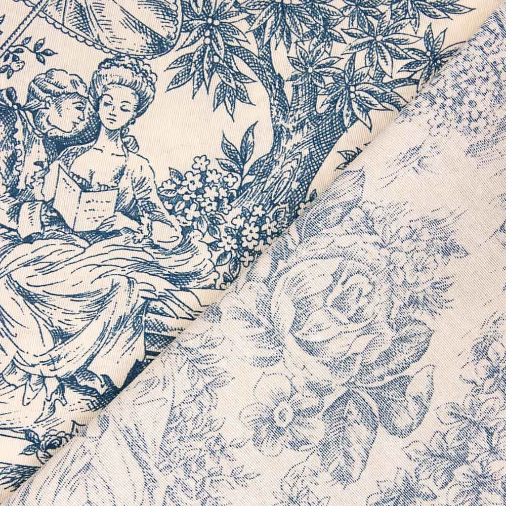 Segeltuch Toile de Jouy Blau - Ribes y Casals