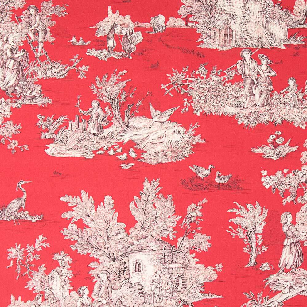 Canvas Toile De Jouy Roter Hintergrund - Ribes y Casals