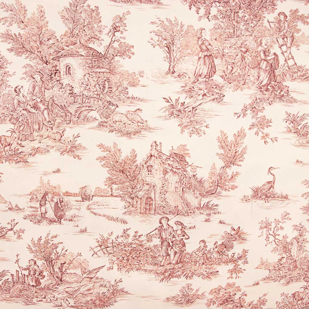 Segeltuch Toile De Jouy Rot - Ribes y Casals
