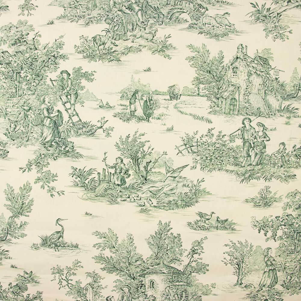 Segeltuch Toile De Jouy Grün - Ribes y Casals