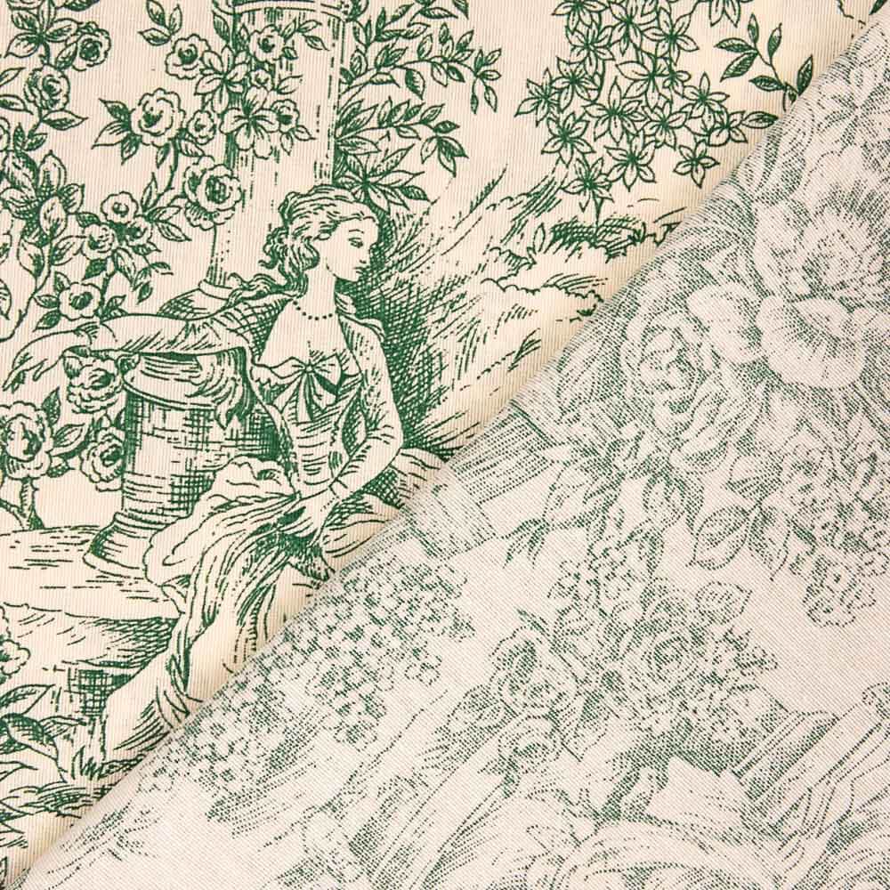 Segeltuch Toile de Jouy Grün - Ribes y Casals