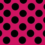 Polka Dots Spandex 25mm Fuchsia Hintergrund Schwarz Polka Dots - Ribes y Casals