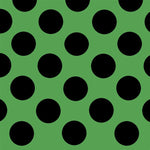 Spandex 25mm Spandex Polka Dots Grüner Hintergrund Schwarze Polka Dots - Ribes y Casals