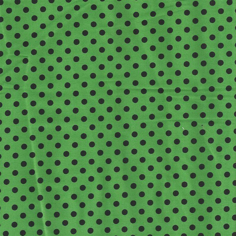 Spandex Polka Dots 5mm Grüner Hintergrund Schwarze Polka Dots - Ribes y Casals