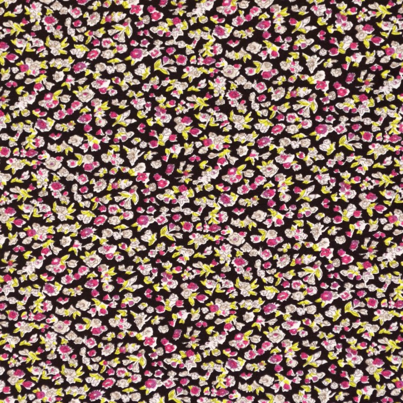 Bedrucktes Lycra Liberty Schwarzer Hintergrund - Ribes y Casals