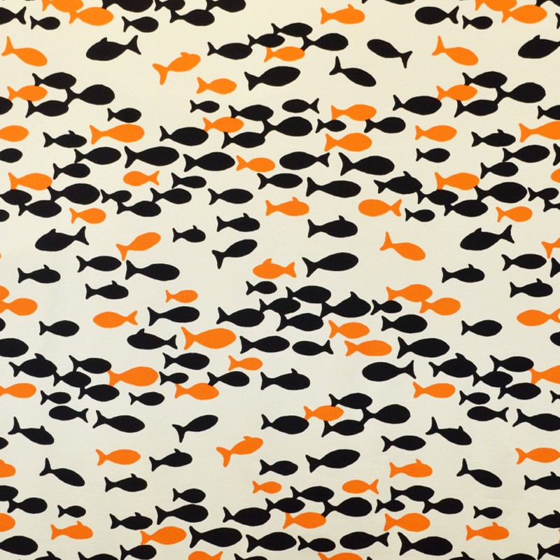 Bedruckte Lycra-Fische Schwarz Orange - Ribes y Casals
