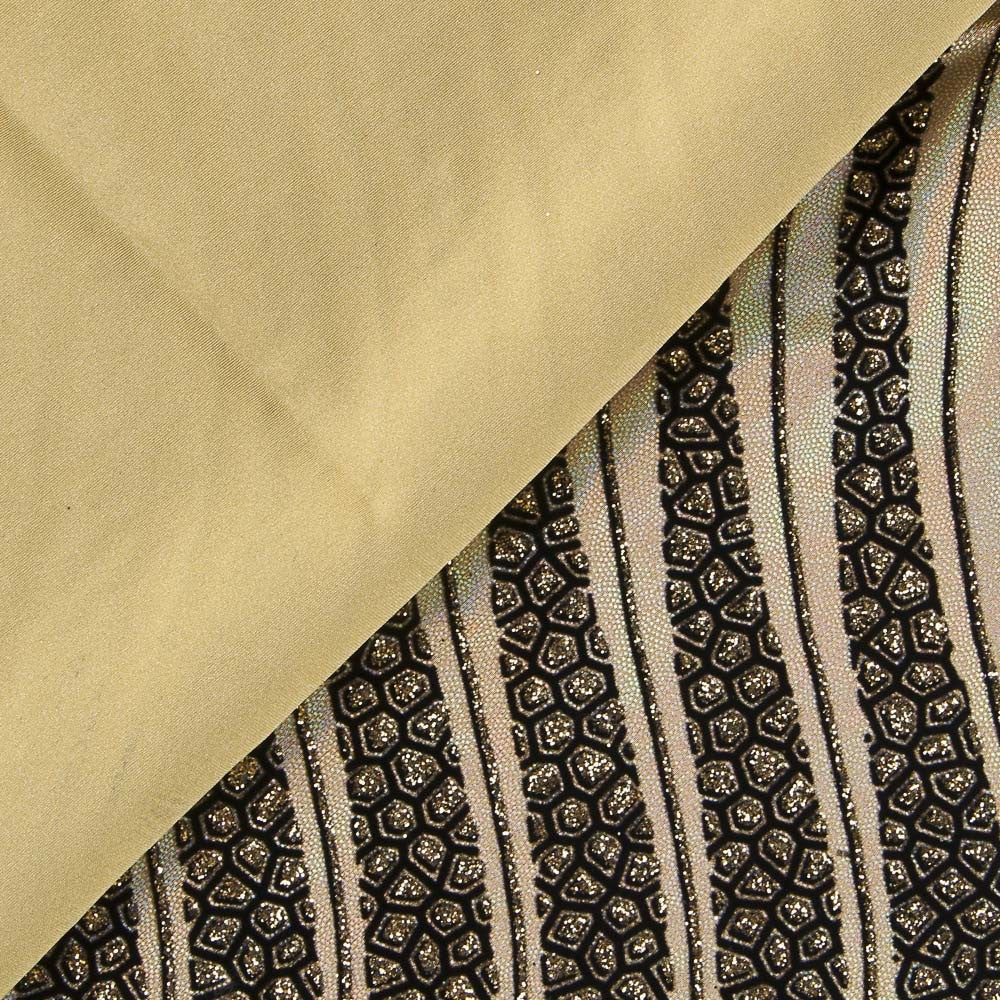 Lycra Beflockte Wellen Gold - Ribes y Casals