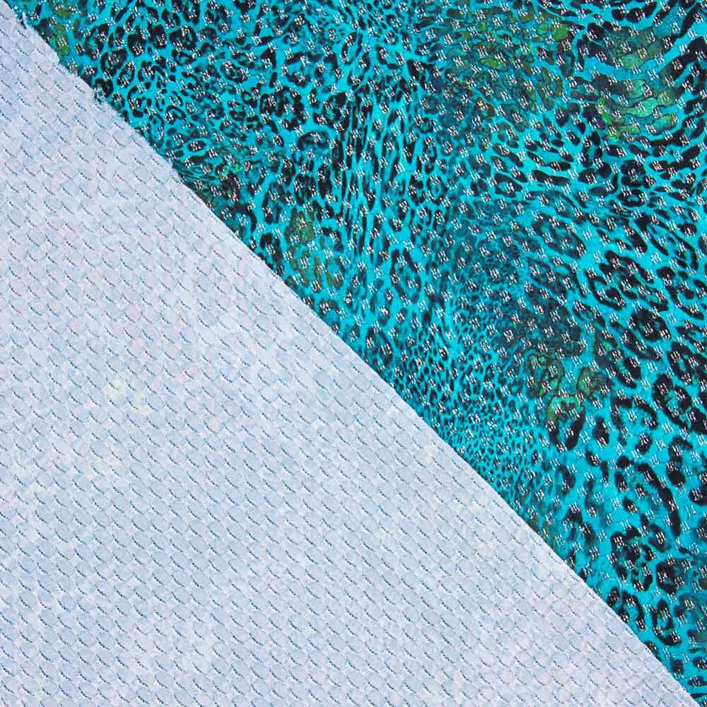 Lycra Lurex Leopard Türkis - Ribes y Casals