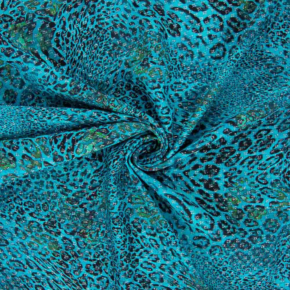 Lycra Lurex Leopard Türkis - Ribes y Casals