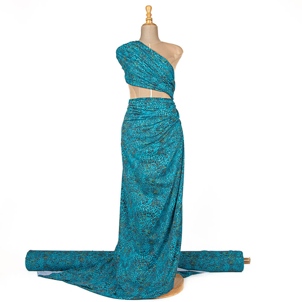 Lycra Lurex Leopard Türkis - Ribes y Casals