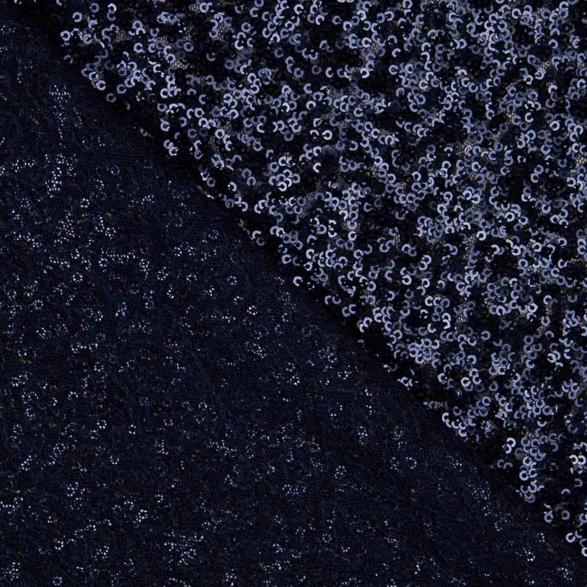 Marineblauer Pailletten-Ausschlagschutz auf Stretch-Tüll - Ribes y Casals