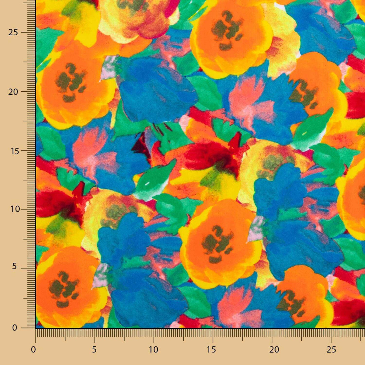 Lycra bedruckte Aquarell-Blumenrosen - Ribes y Casals
