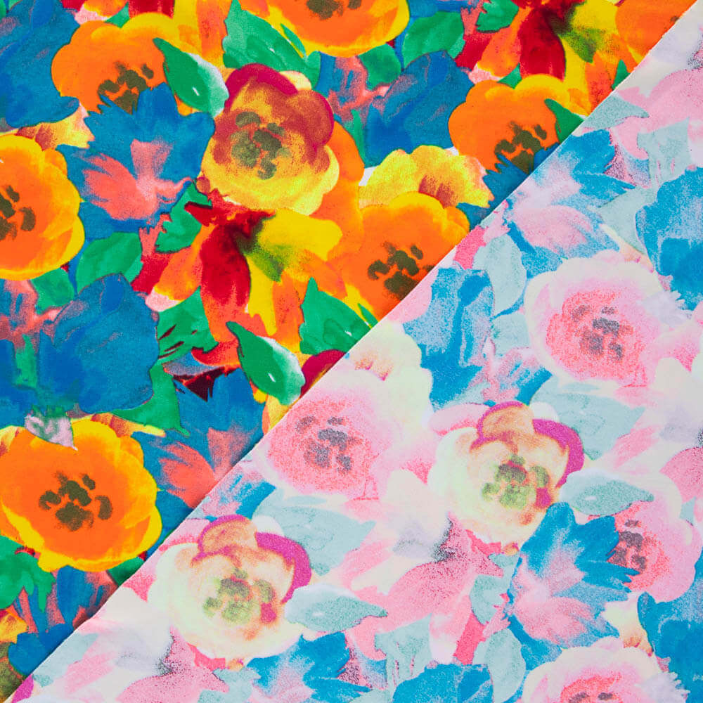 Lycra bedruckte Aquarell-Blumenrosen - Ribes y Casals
