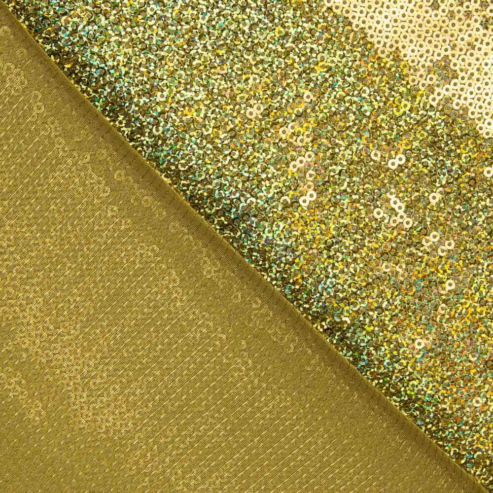 Restposten: Holografischer Lycra-Paillettenstoff in Gold – verschiedene Größen x 140 cm Breite - Ribes y Casals