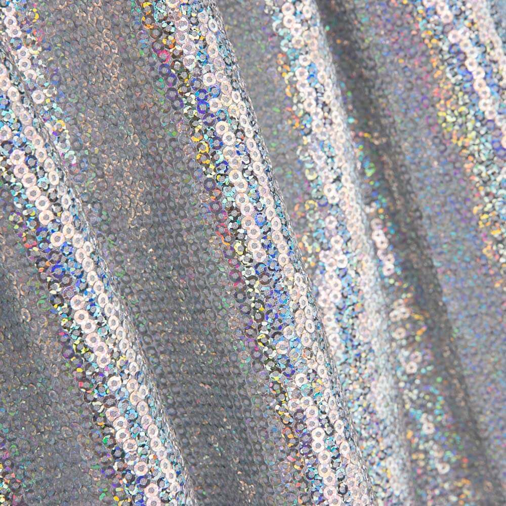 Silber Holografie Lycra Pailletten Holografie Silber - Ribes y Casals