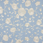 Bestickter Schal Ecru Tencel Hellblau - Ribes y Casals
