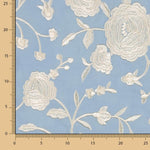 Bestickter Schal Ecru Tencel Hellblau - Ribes y Casals