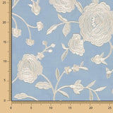Bestickter Schal Ecru Tencel Hellblau - Ribes y Casals