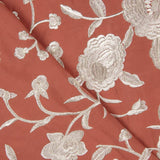 Ecru Tencel Coral Bestickter Schal - Ribes y Casals